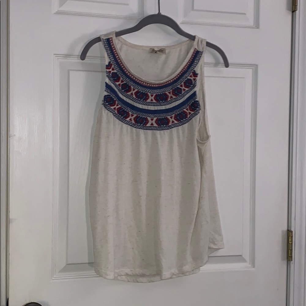 Lucky Brand Embroidered Sleeveless Shirt